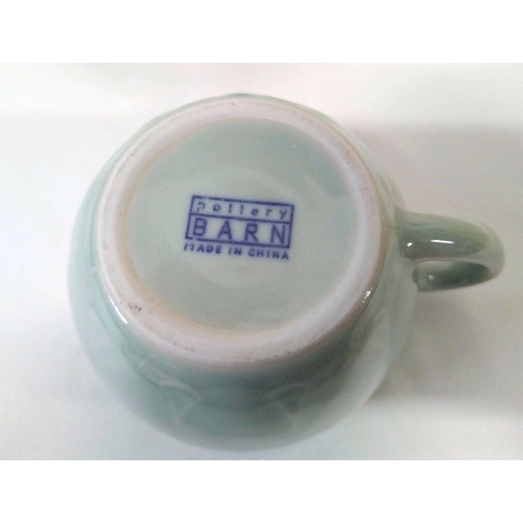 Pottery Barn REPLACEMENT Cup and Saucer Green Scalloped Pattern Ribbed Edge - Picture 4 of 8